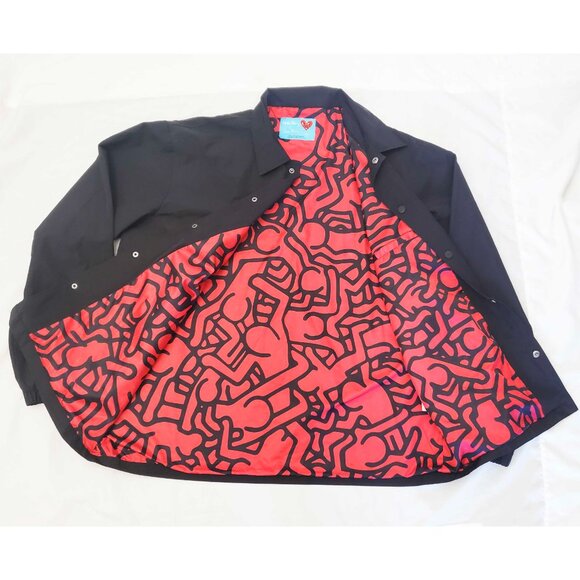 Shoe Palace x Keith Haring Pyramid Coach Mens Lifestyle Black Red Jacket 2XL - Picture 11 of 13
